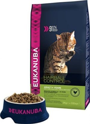Eukanuba Hairball Control - за намаляване образуването на космени топки в стомаха 2кг
